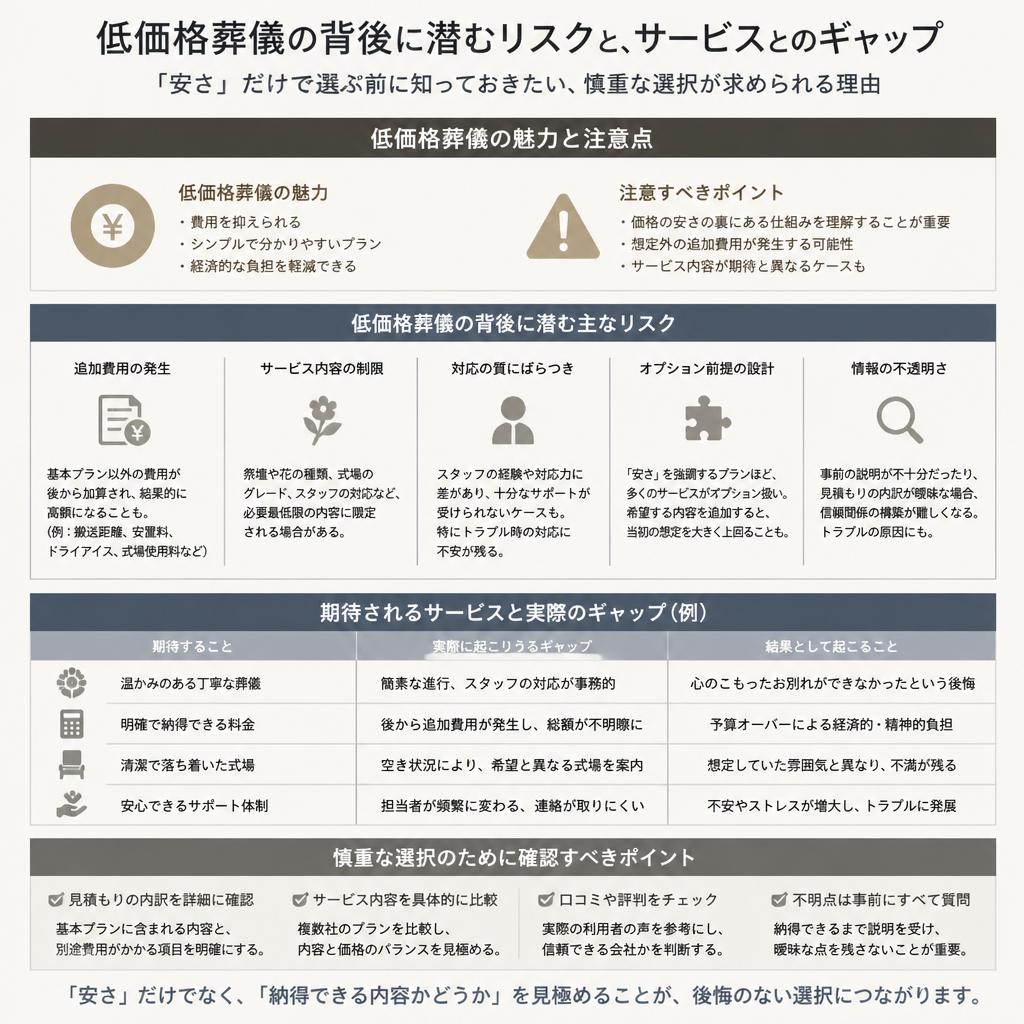 2. 安い葬儀サービスの落とし穴