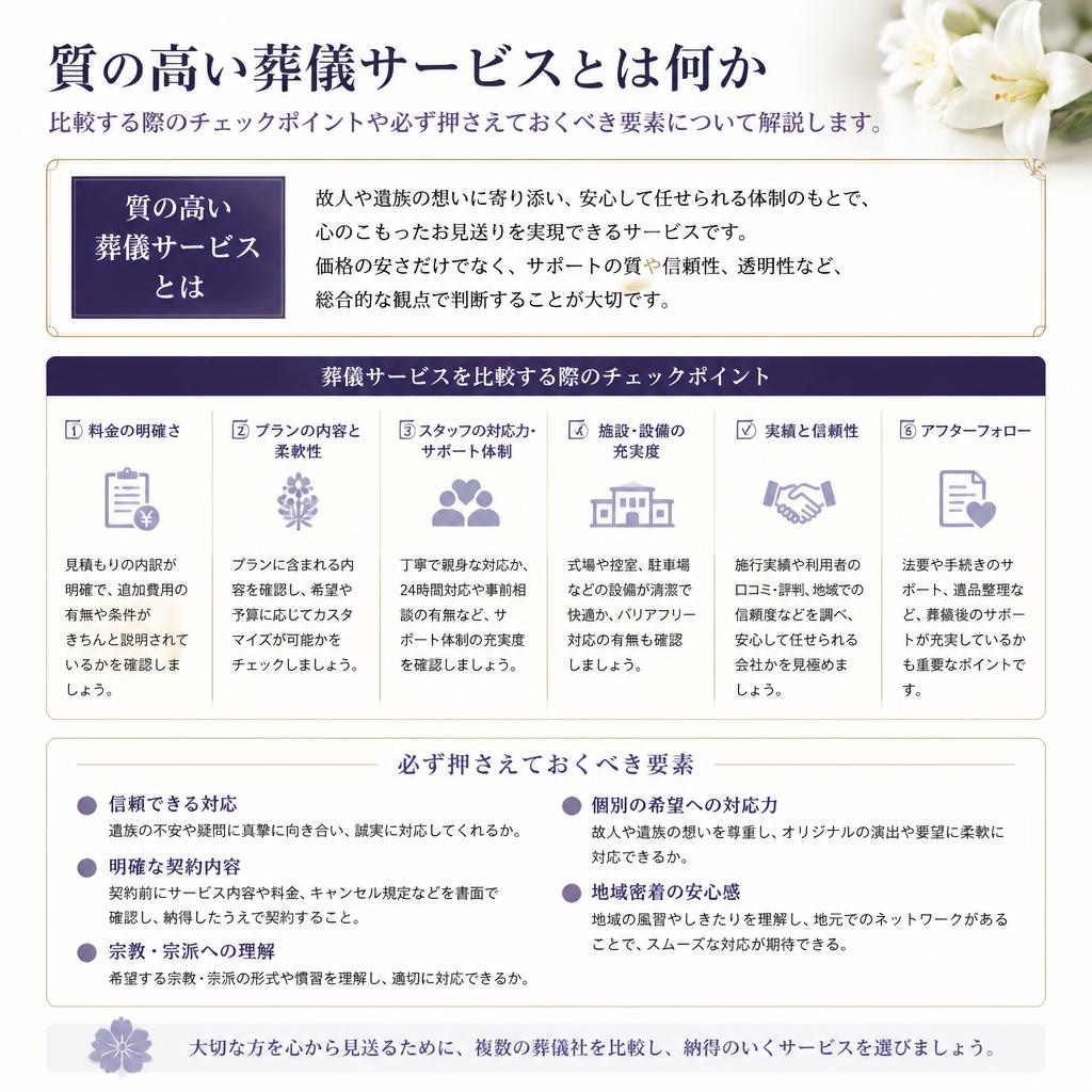 3. 葬儀サービスの比較ポイント